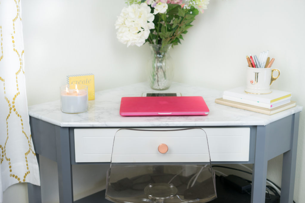 marble ikea hack desk