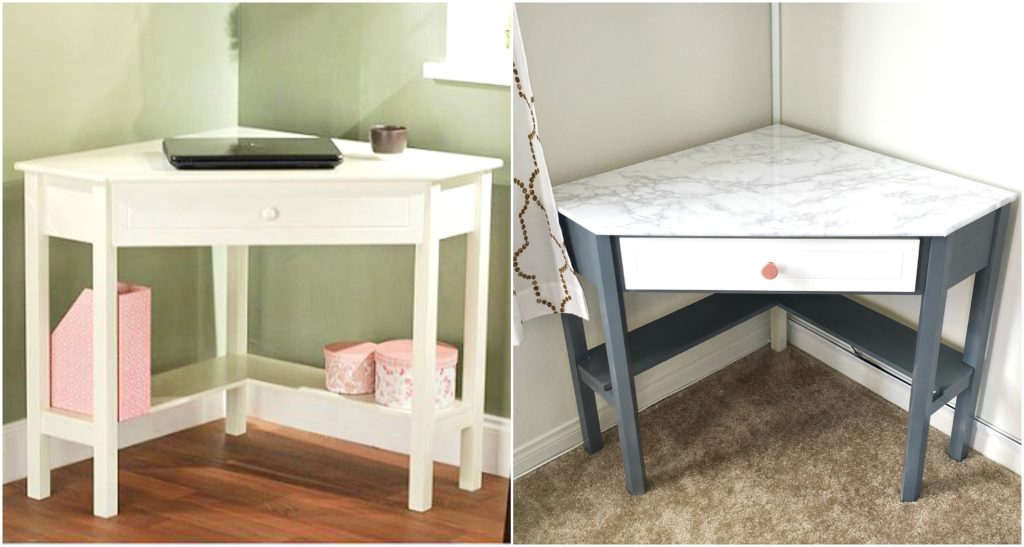 before after marble desk diy