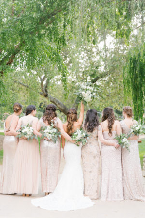 mismatched champagne bridesmaid dresses neutral